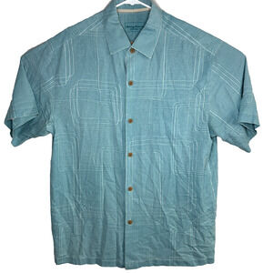 Tommy Bahama 100% Silk Shirt Mens L Retro 90s Pattern Button Up Hawaiian